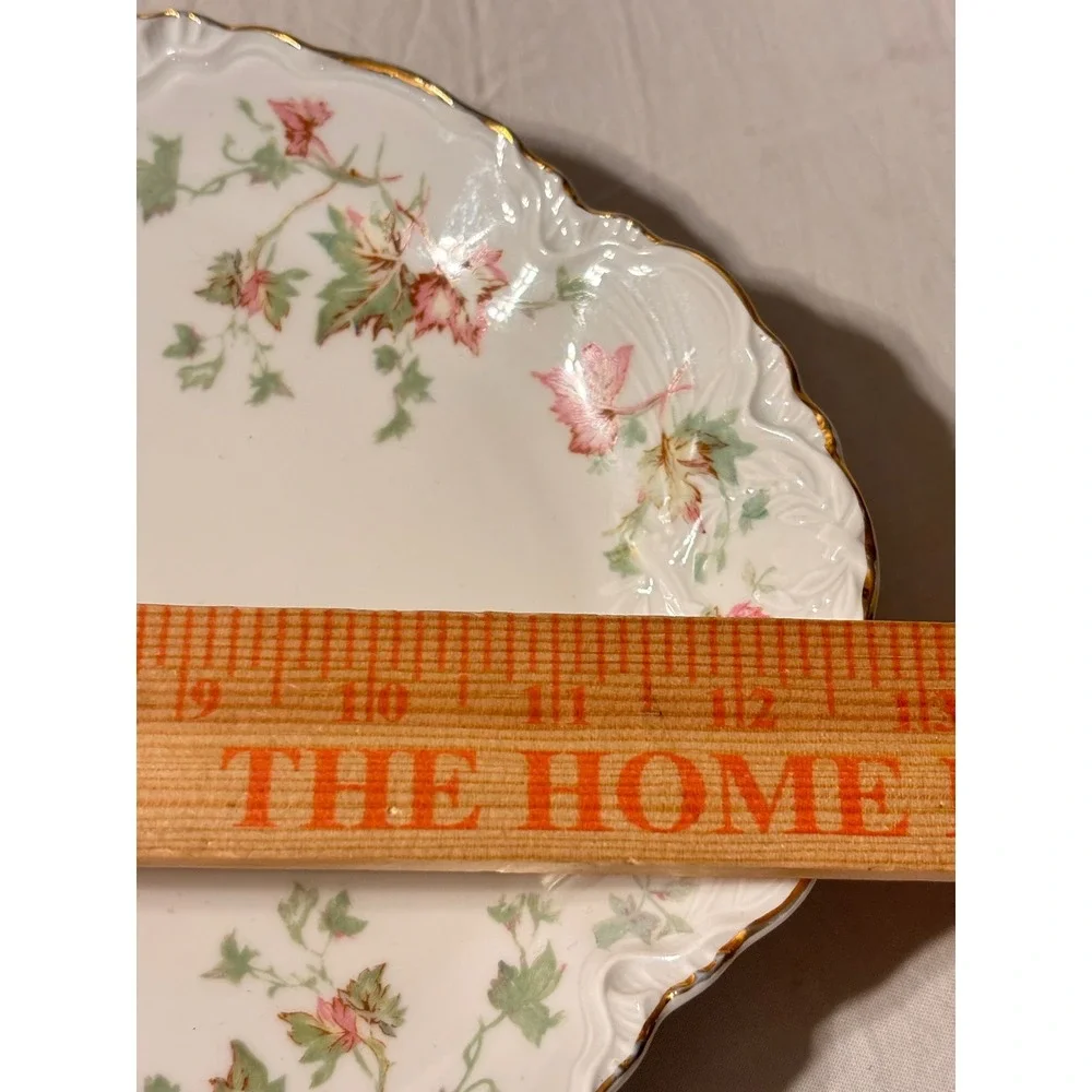 Hutschenreuther Selb Platters Set 2 White Pink Floral Bavaria US Zone Good 15in